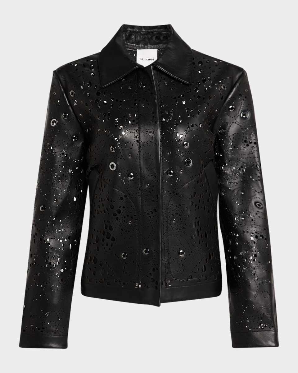 Lace Lasercut Leather Embellished Jacket